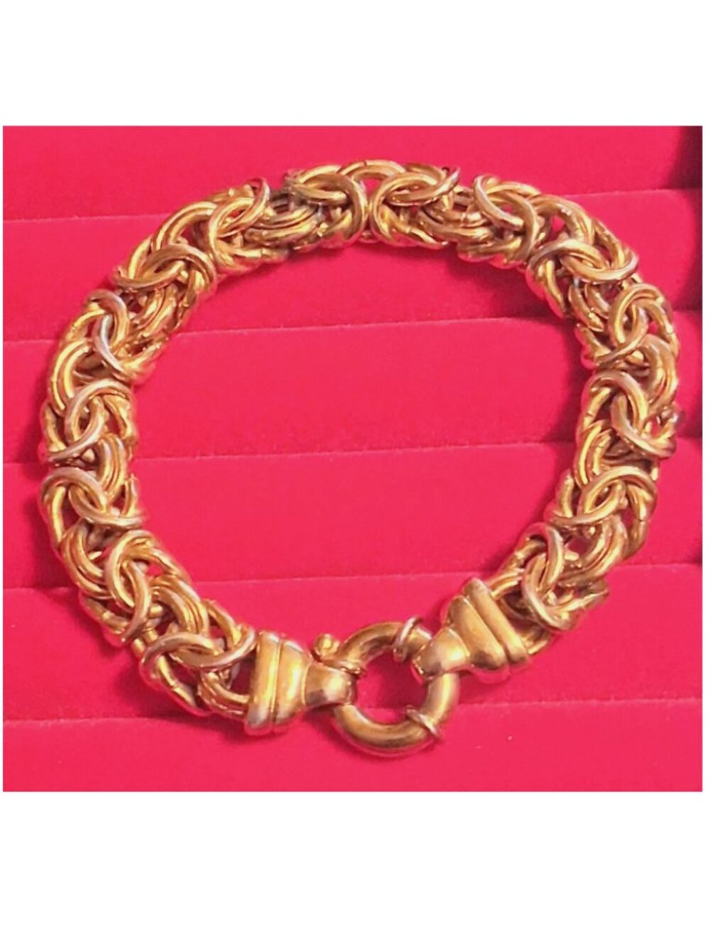 Gold Vermeil Sterling Silver Byzantine Bracelet Assay Arezzo Italy Size 8 Inch